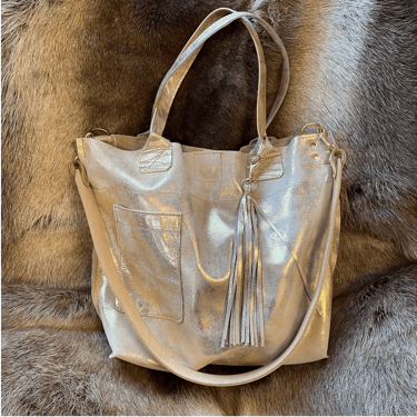 by elke Gold Metallic Spruce Tote