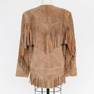 1990s Fringe Suede Jacket Western Leather Coat L 