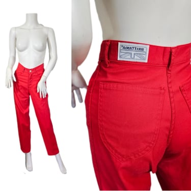 1980's Red Cotton Brittania Pants I Sz Sm I W: 26