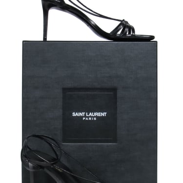 Saint Laurent - Black Leather Strappy Heeled Sandals Sz 8