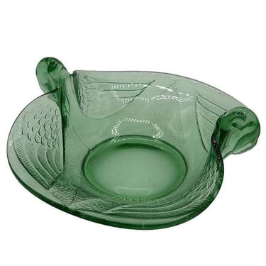 Art Deco Double Swan Uranium Glass Ring Tray Bowl by Fenton Art Glass Co 