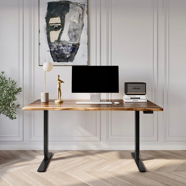 Desk - Standing Desk, Walnut Desk, Exotic Hardwood, Sit-Stand-Up Desk, Live Edge Desk, Adjustable Standing Desk, Solid Wood Desk. 