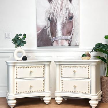 Beautiful White Boho Inspired Bedside Tables Nightstands End Tables ( Please read shipping details) 