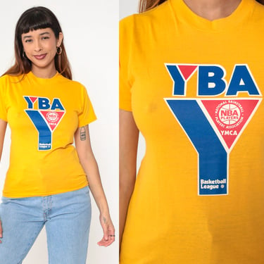 YBA Basketball Shirt 80s YMCA NBA Youth Basketball All-Stars TShirt Single Stitch Graphic Tee Retro Vintage Screen Stars Extra Small xs 