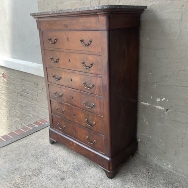 French Empire Marble Top Mahogany Chest