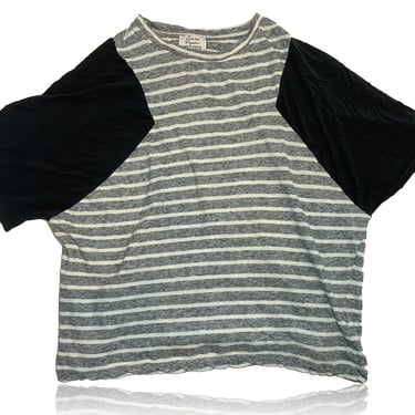 Gray and White Striped Black Sleeve Tee Crewneck // Zara Trafaluc // Size Medium 