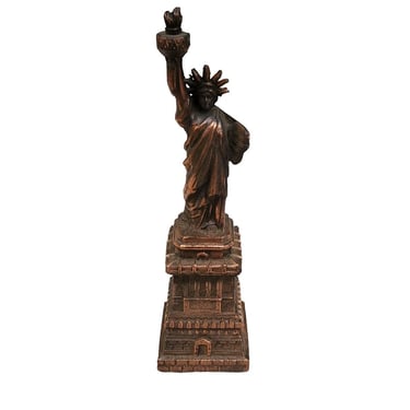 Vintage Cast Metal Bronze Color Statue of Liberty 8.5"Tall Souvenir Figurine (M2 