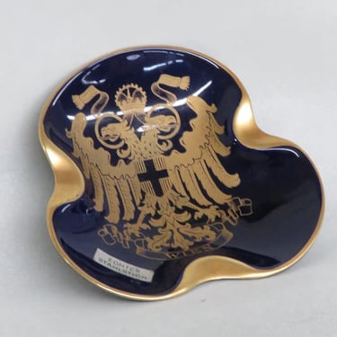 Echter Stahlstich Vienna Echt Cobalt Blue and Gold Porcelain Ashtray Dish 3227B