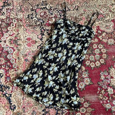 Vintage 90s grunge floral print slip dress sheer rayon dress House of Clovess Philadelphia PA