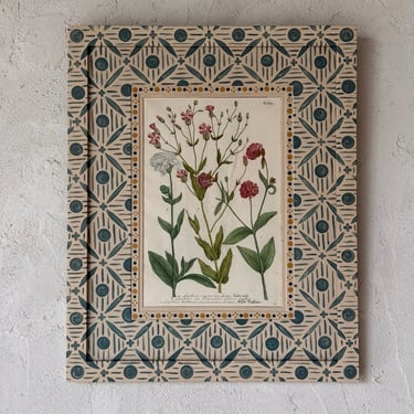 18th C. Weinmann Hand Colored Botanical Engraving in Gusto Blue Painted Frame IV