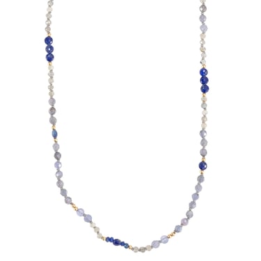 Wrap Necklace + Bracelet - Tanzanite, Lapis + Labradorite