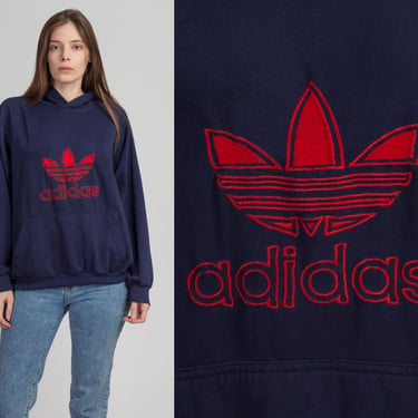 80s Adidas Trefoil Logo Hoodie - Large to XL | Vintage