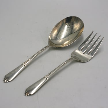 vintage Rogers Inspiration silverplate serving spoon and meat fork 