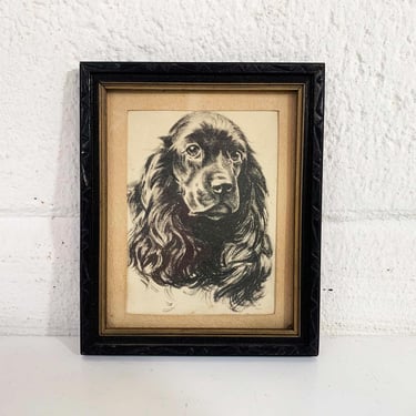 Vintage Cocker Spaniel Small Print Dog Mini Frame Dogs Framed 1950s 1940s Kitsch Retro Nursery Kid's Room Dopamine Decor 