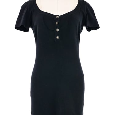 Alaia Black Knit Henley Dress