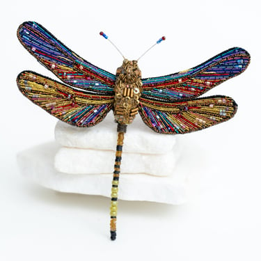 Brown Hawker Dragonfly Embroidered Pin