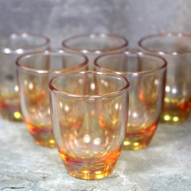 Vintage Italian Amber Shot Glasses | Set of 6 | 2/3oz Small Shot Glasses | Italian Glassware 
