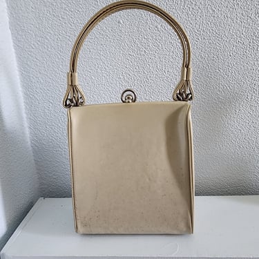 1960s MCM Women's Accessories Small Top Handle art deco handbag Cream Color purses Small handbags 