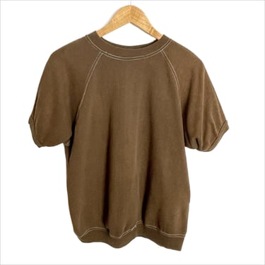 1970s brown short sleeve sweatshirt - vintage sportswear 