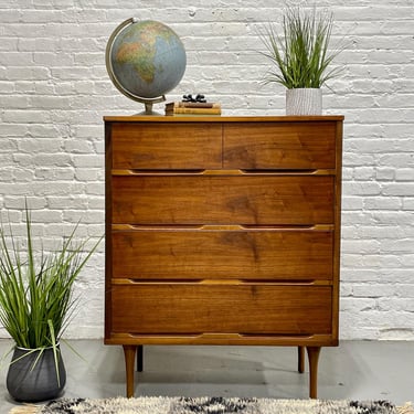 Clean + SIMPLE Mid Century MODERN Walnut DRESSER / Highboy, c. 1960's 