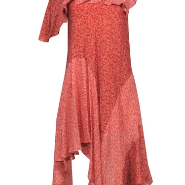 Joie - Pink & Red Silk One Shoulder Dress Sz XXS