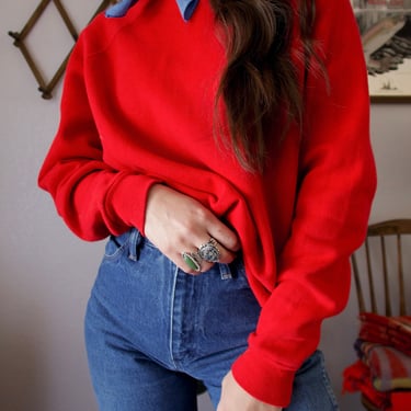Vintage Tultex Red Fleece Pullover Long Sleeve Sweatshirt 