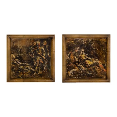 Philip & Kelvin LaVerne Unique Pair of Paintings on Bronze 