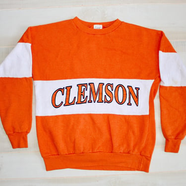 Vintage 80s Clemson Tigers Sweatshirt, 1980s Color Block Crewneck Sweatshirt, Pullover, College, South Carolina 