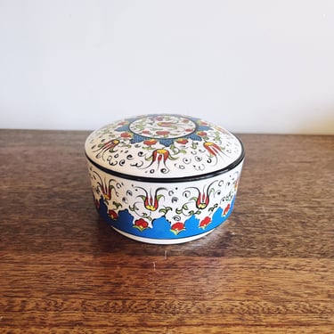 Vintage Turkish Porcelain Painted Jar 