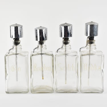 Set of 4 Vintage Abercombie & Fitch Glass Liquor Dispensers 