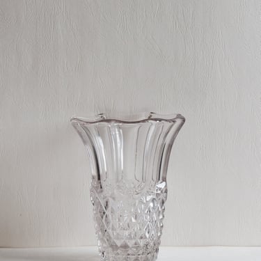 vintage french heavy cut glass florist vase