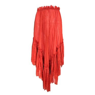Jean Paul Gaultier Orange Cotton Tiered Hem Maxi Skirt, NWT