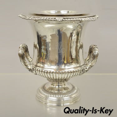 Antique English Regency Silver Plated Lion Champagne Wine Ice Bucket Chiller