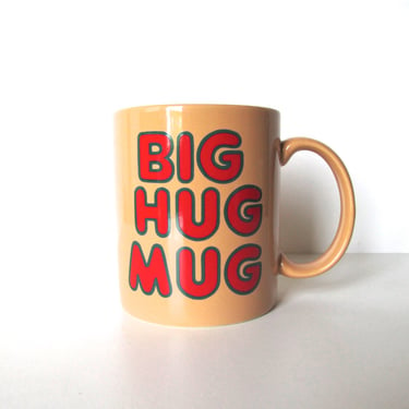 Vintage Big Hug Mug, Original 1980 Retro FTD Mug In Peach, Preppy 80s Office Mug 