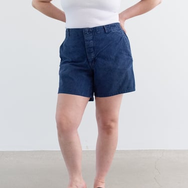 Vintage 36 Waist Blue Denim Shorts | Unisex French Workwear style | S035 
