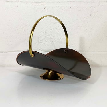Vintage Coppercraft Footed Copper Log Holder Gold Handle 1970s Mid-Century Kitchen Retro USA Basket Tray MCM Small Fireplace Guild Fruit 