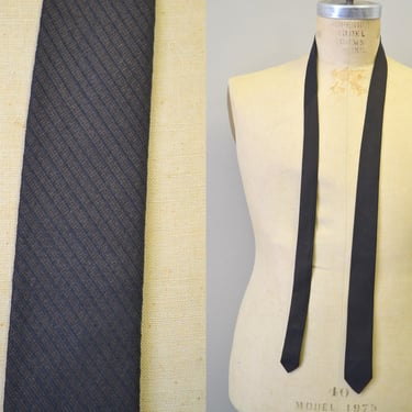 1950s Deep Brown/Black Skinny Silk Necktie 