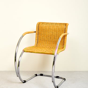 Vintage Cantilever Caned Armchair