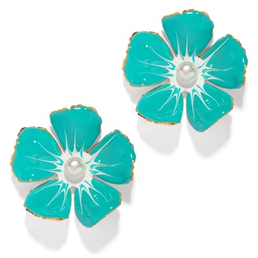 The Pink Reef Plumeria Earring in Turquoise