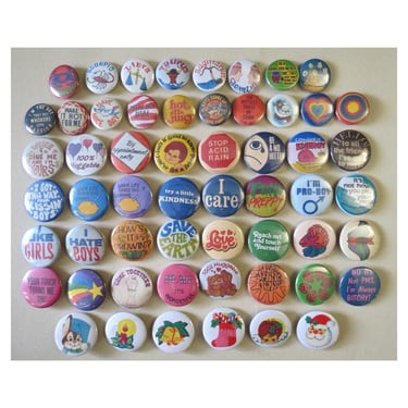 Vintage Style Pinback Buttons -  60s 70s 80s Misc. Novelty Pins - You Choose - Reproduction Retro Pin Button - 1" or 1.25" - Made to Order 