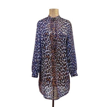 Vintage 1960s Leopard Print Tunic Top, Vanity Fair Semi-Sheer Nylon Tricot Nightshirt, Mid-Century Bombshell Loungewear, Small/Medium, VFG 