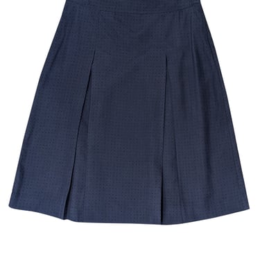 A.P.C. - Navy Polka Dot Silk Pleated Skirt Sz 0