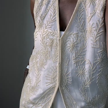 deadstock 90s Y2K pure silk beaded gilet waistcoat vest 