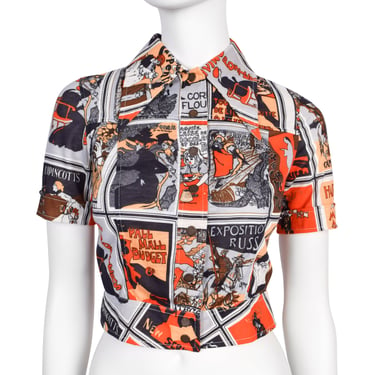 Mely's Vintage 1970s Incredible Novelty Poster Print Cropped Polo Shirt