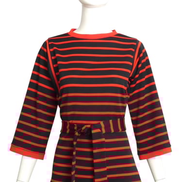 1970s Black & Red Stripe Knit Sweater, Size 8