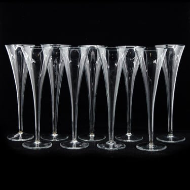 1980's Champagne Flute Glasses Set of 9 