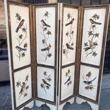 Bird Lovers | 1940s 4-Panel Italian Screen