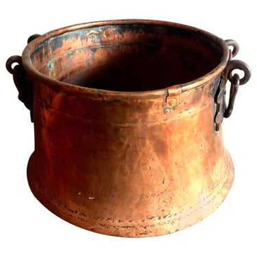 Late Victorian Hand-Hammered Copper Cauldron Pot 