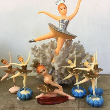 Vintage Ballerina Cake Toppers, Plastic Ballet Dancers, Birthday Cake Decorations, Cupcake Toppers, Mismatched Ballerina 