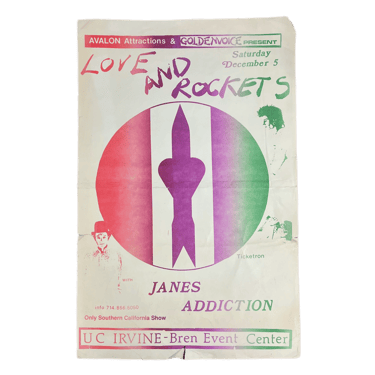Vintage Love And Rockets Janes Addiction &quot;UC Irvine&quot; Goldenvoice Flyer